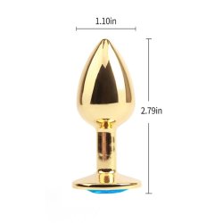 Golden Butt Plug with Blue Jewel