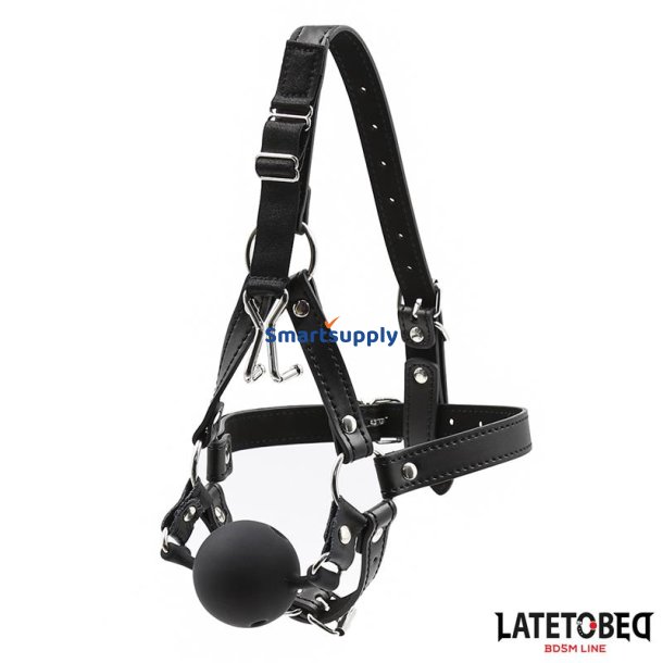 Head Harness with Ball Gag and Nose Hook