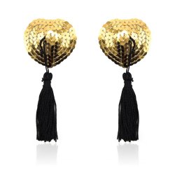 Heart Nipple Cover with Gold Sequins