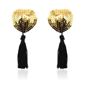 Heart Nipple Cover with Gold Sequins