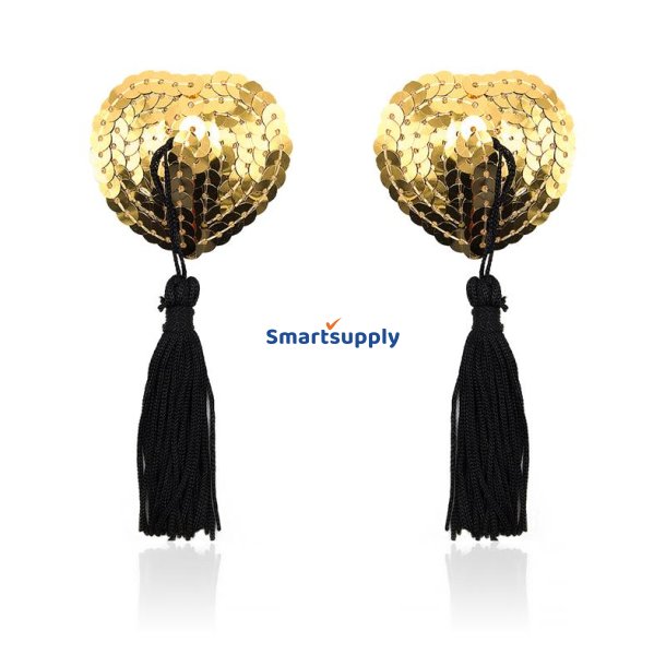 Heart Nipple Cover with Gold Sequins