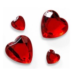 Rde rhinstenshjerter selvklbende 35 stk.