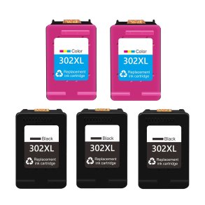 HP 302 XL 3xSorte + 2xFarve blkpatron 90ml kompatibel multipakke