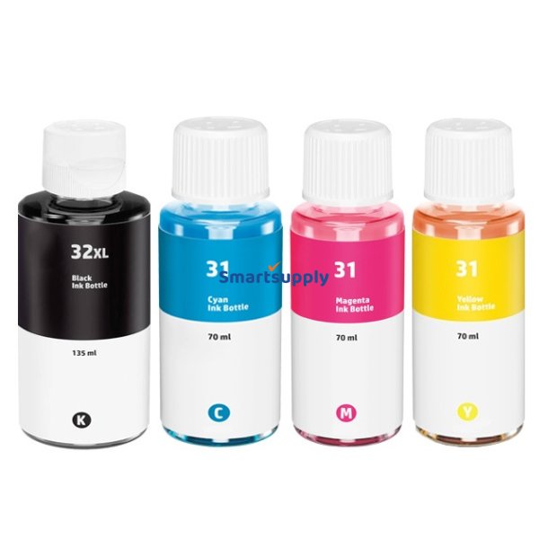 HP 32XL / 31 BCMY 4 stk bl�krefill kompatibel rabatpakke