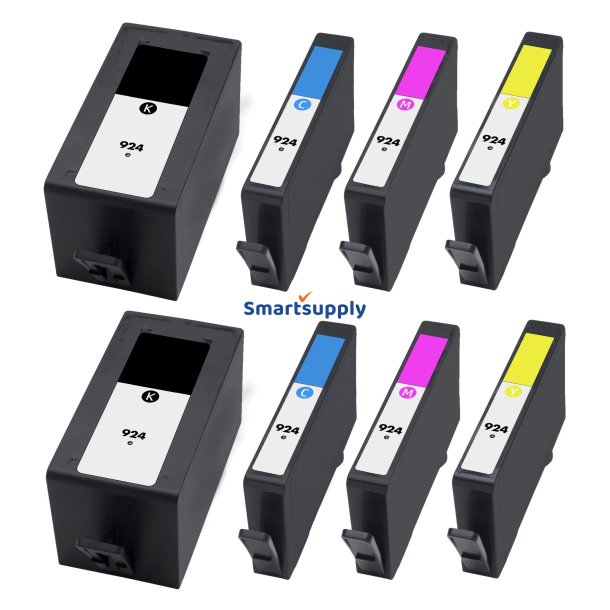 HP 924e BCMY bl�kpatron 8 stk 6.800 sider kompatibel rabatpakke