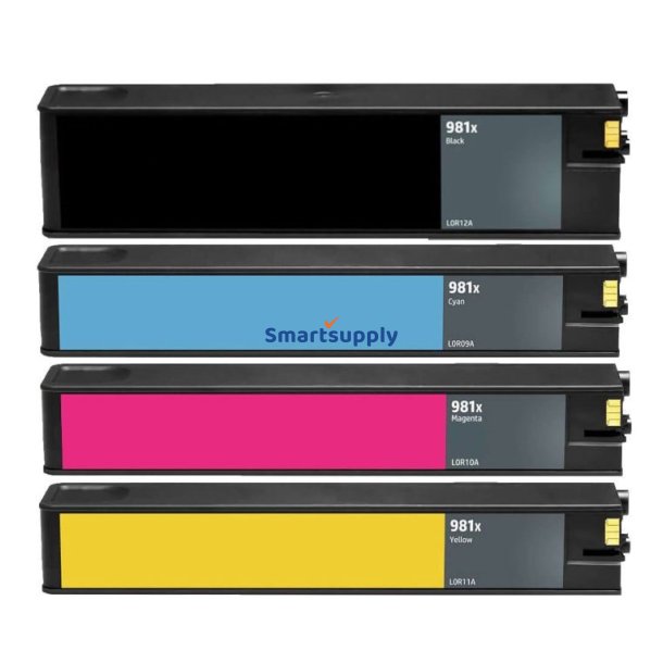 Rabat HP 981X BCMY blkpatroner 4 stk 41.000s kompatibel