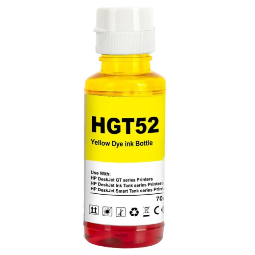 HP GT52 Gul bl�krefill 90ml kompatibel