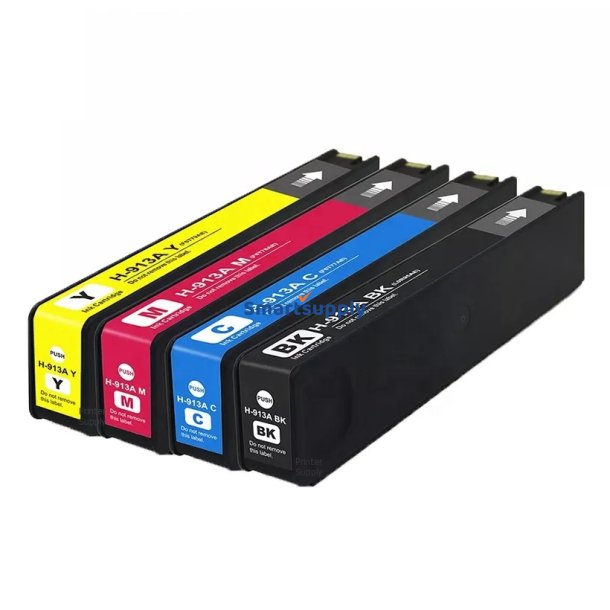 Rabat HP 913A blkpatroner 4 stk BCMY kompatibel
