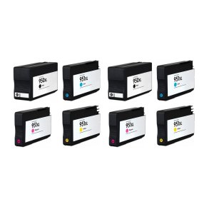 HP 950 / 951 XL blkpatroner 8 stk BCMY kompatibel multipakke