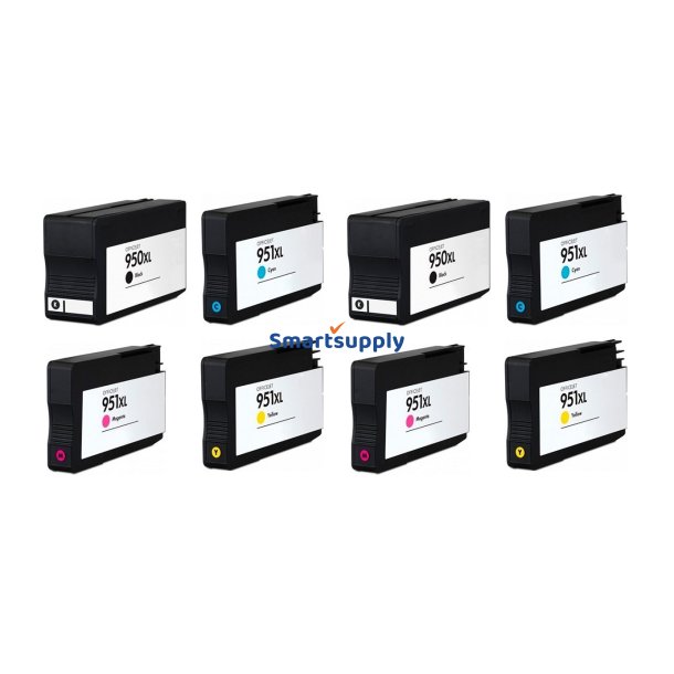 Rabat HP 950 / 951 XL blkpatroner 8 stk BCMY kompatibel