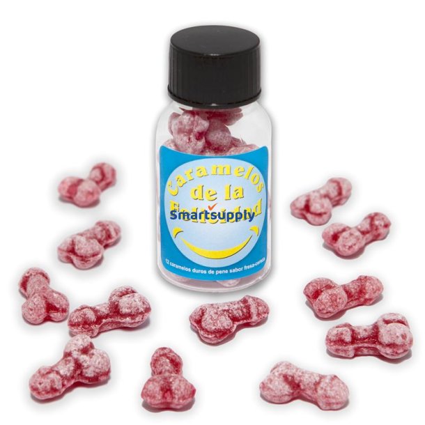 Jar of 12 units Penis Strawberry and Cherry Flavor Sweets