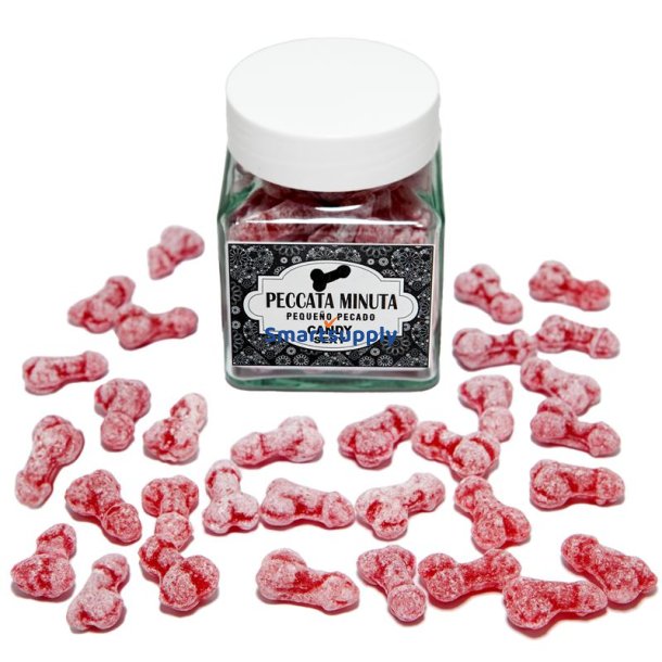Jar of 40 Strawberry/Cherry Flavored Penis-Shaped Candies