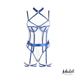 Killye Mesh Teddy with Strasps and Leg Rings Blue - S/M