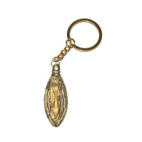 labia-shaped metal keychain Golden