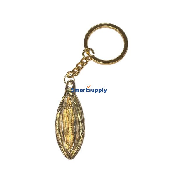 labia-shaped metal keychain Golden