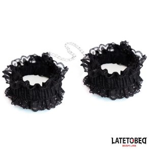 Lace Elastic Wrist Restraints Black