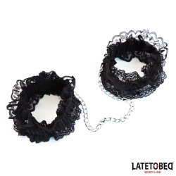Lace Elastic Wrist Restraints Black