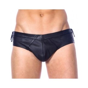 Leather Briefs Adjustable Black - S/M