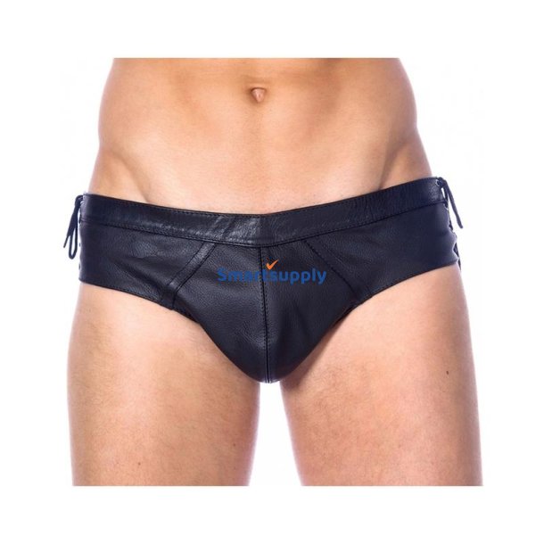 Leather Briefs Adjustable Black - S/M
