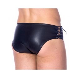 Leather Briefs Adjustable Black - S/M