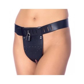 Leather Chastity Briefs with Padlocks - S/M