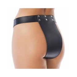 Leather Chastity Briefs with Padlocks - S/M