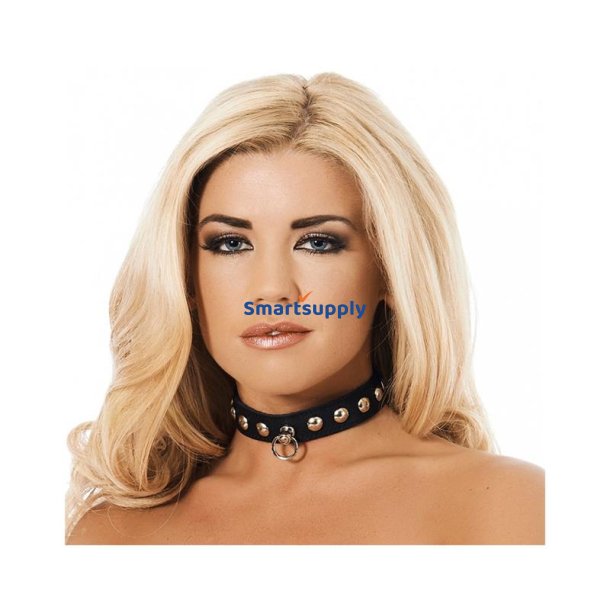 Leather Collar with Rivets - M/L