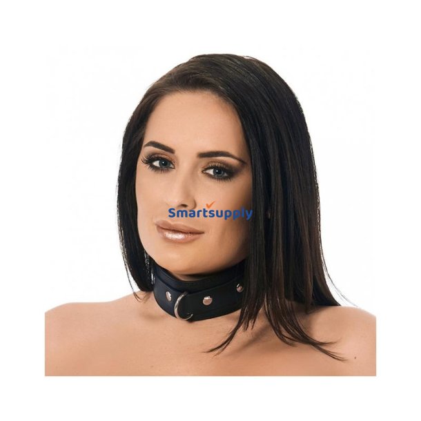 Leather Collar with Studs and D-Ring - S/M