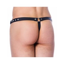 Leather G-String Adjustable with Oppening