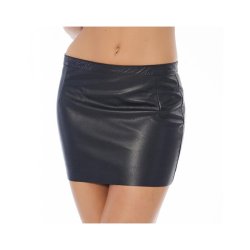 Leather Mini Skirt with Zipper - 38