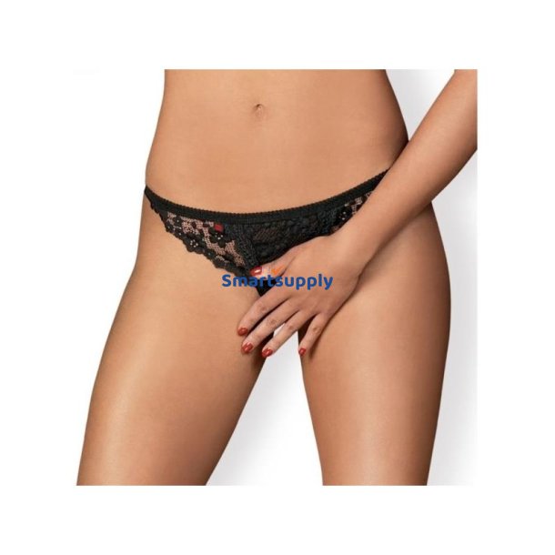 Letica Crotchless Thong Black - S/M
