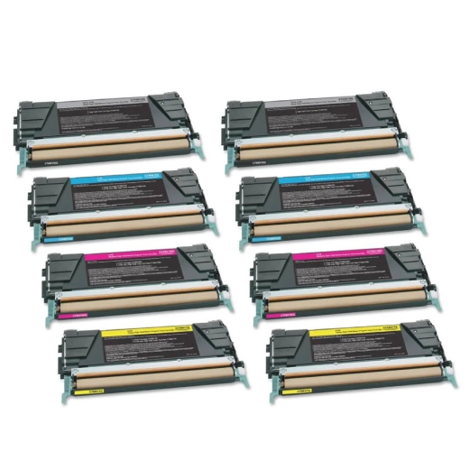 Lexmark C734/736 X734/736/738 BCMY toner 8 stk kompatibel