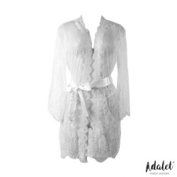 Lucy Semi Transparent Peignoir and Thong White - S/M