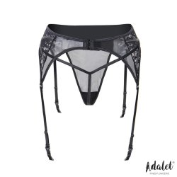 Luva Garter with Floral Lace and Thong Set - S/M