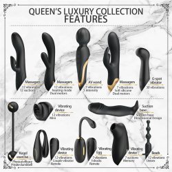 Luxury Set Queens with 12 Toys Black and 18k Gold