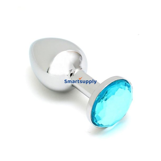 Metal Butt Plug Sofia Blue Jewel