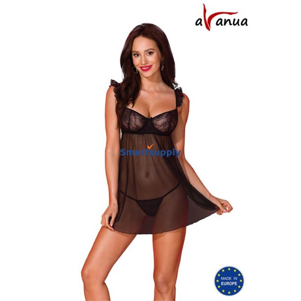Milagros Chemise and Thong Black - S/M