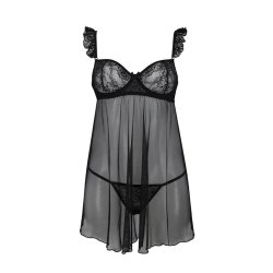 Milagros Chemise and Thong Black - S/M