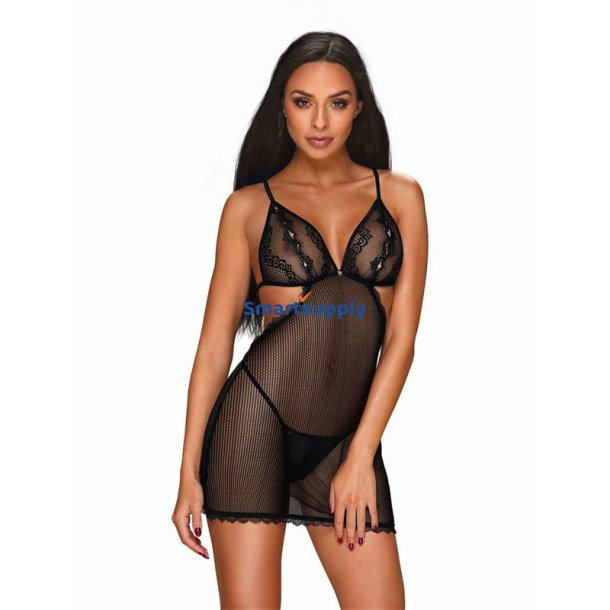 Millagro Sheer Fishnet Dress With Thong - S/M