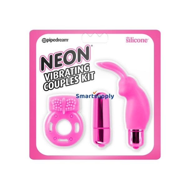 Neon Vibrating Couples Kit Pink