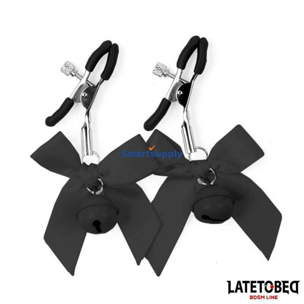 Nipple Clamps with Bell and Black Bow