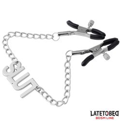 Nipple clamps with Chain - Slut