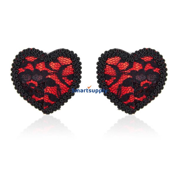 Nipple Covers with Lace Black/Red