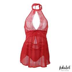 Nova Open Back Babydoll and Thong Red - S/M