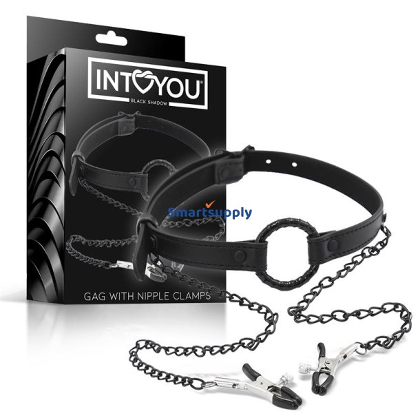 O Ring Gag and Nipple Clamps Vegan Leather