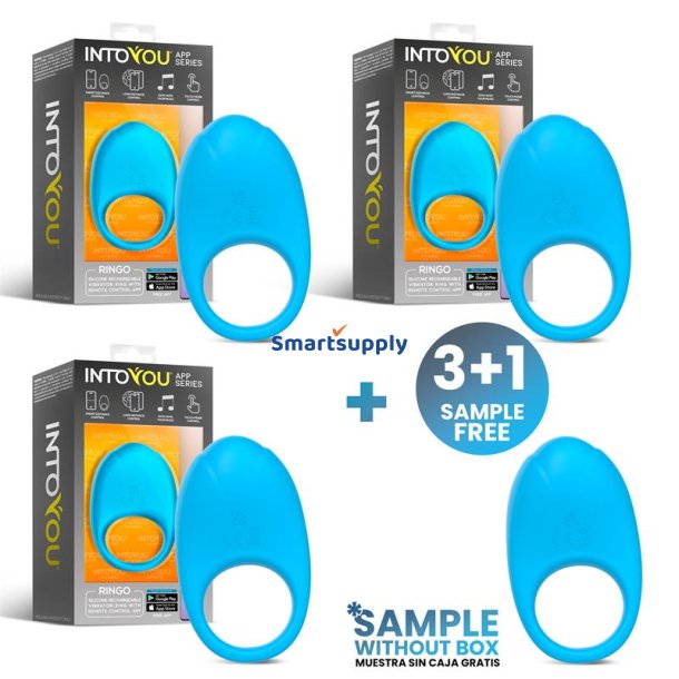 Pack 3 + Tester Ringo Vibrating Ring with APP Blue