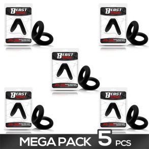 Pack 5 Solid Silicone Double Penis Ring 2.5-3 cm