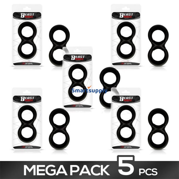 Pack of 5 Penis Ring and Testicles Liquid Silicone 25 mm