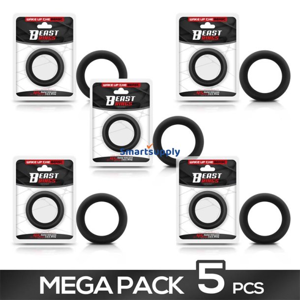 Pack of 5 Solid Silicone Cock Ring 4.5 cm
