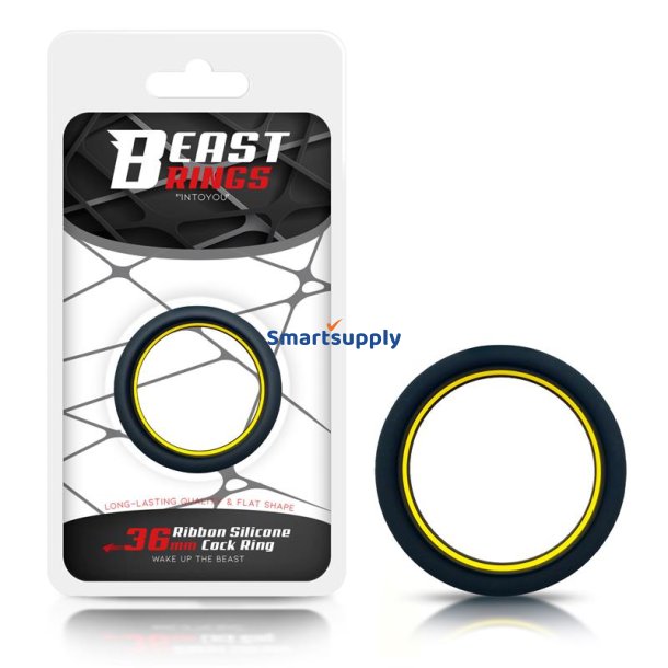 Penis Ring 100% Solid Silicone 3.6 cm Yellow and Black